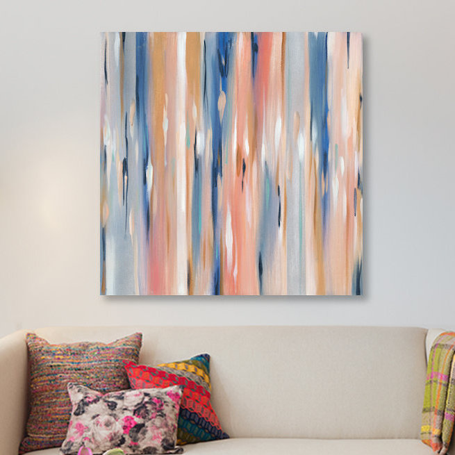 « spring rain », reproduction d’art sur toile, H 18 po x l 18 po x P 1,5 po, Toile avec cadre noir, Pas de tapis