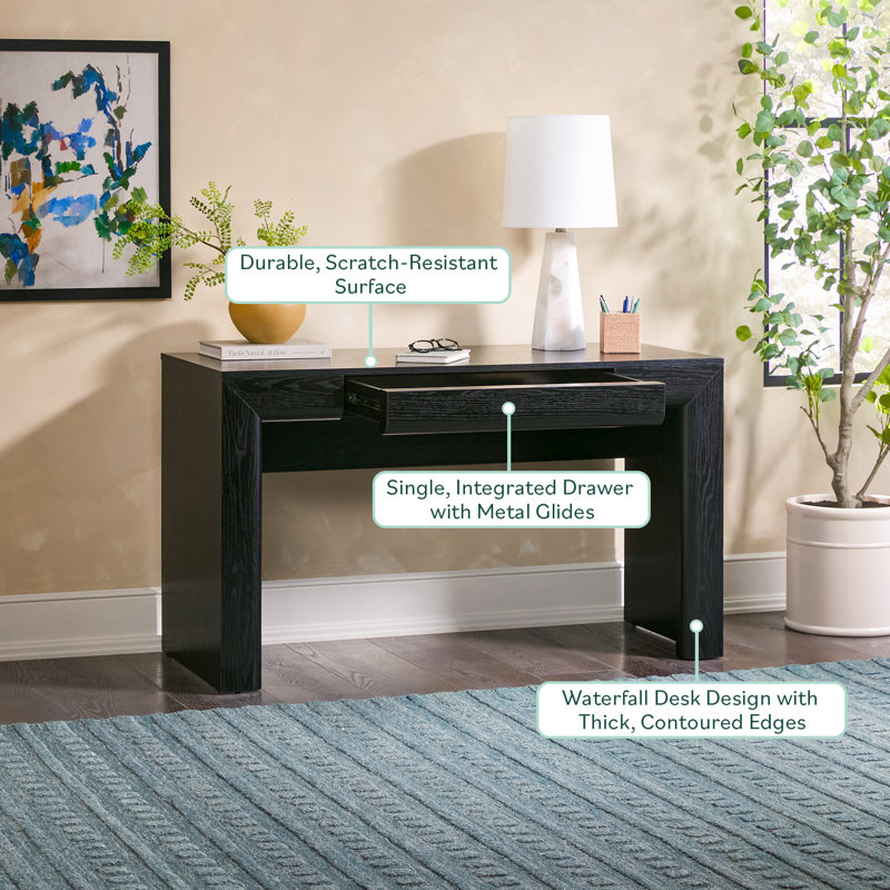 Cottrell Modern Waterfall Writing Desk, Black