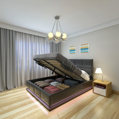 Vegan Leather Platform Storage Bed
