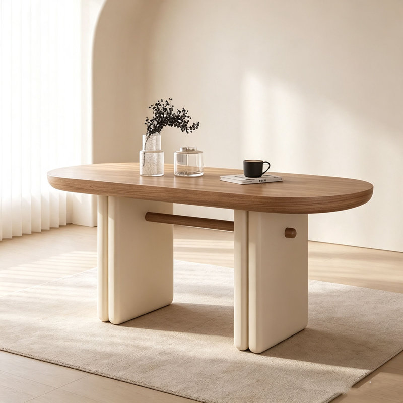 Table ovale en chêne crème French French, H 29,5 po x l 55,1 po x P 31,5 po