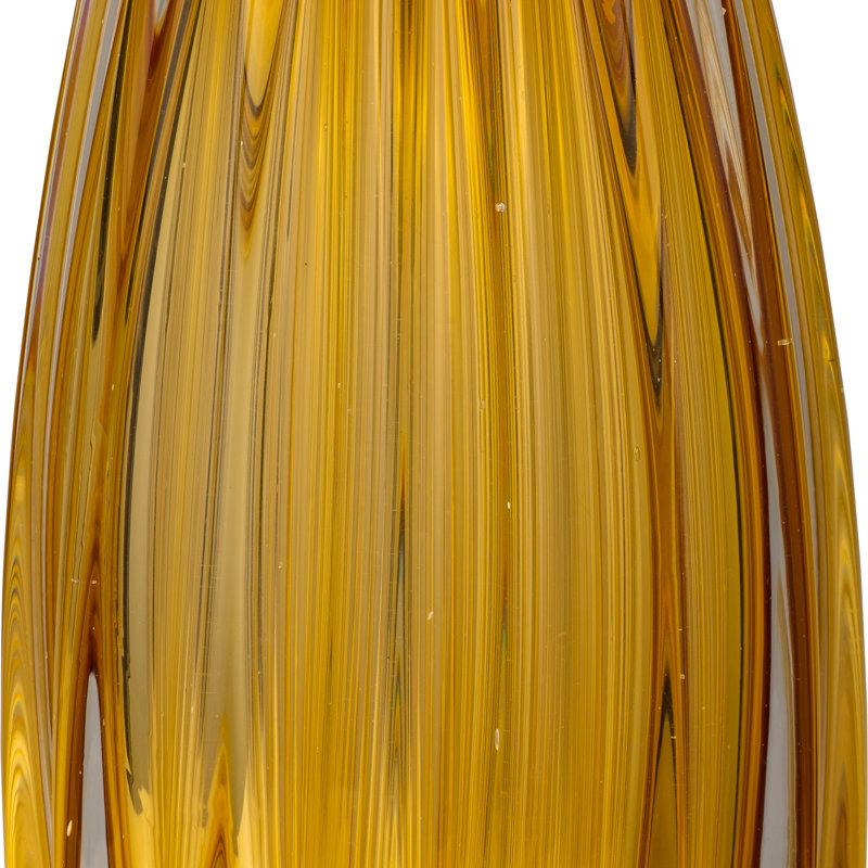 Inori Glam Handcrafted Glass Sculpture with Grooved Teardrop Design and Sleek Contemporary Silhouette, 15" H x 4" W x 4" D