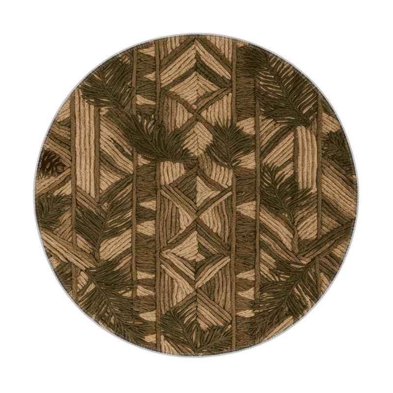 Tapis d'intérieur et d'extérieur brun Botanical, Rond 5 pi