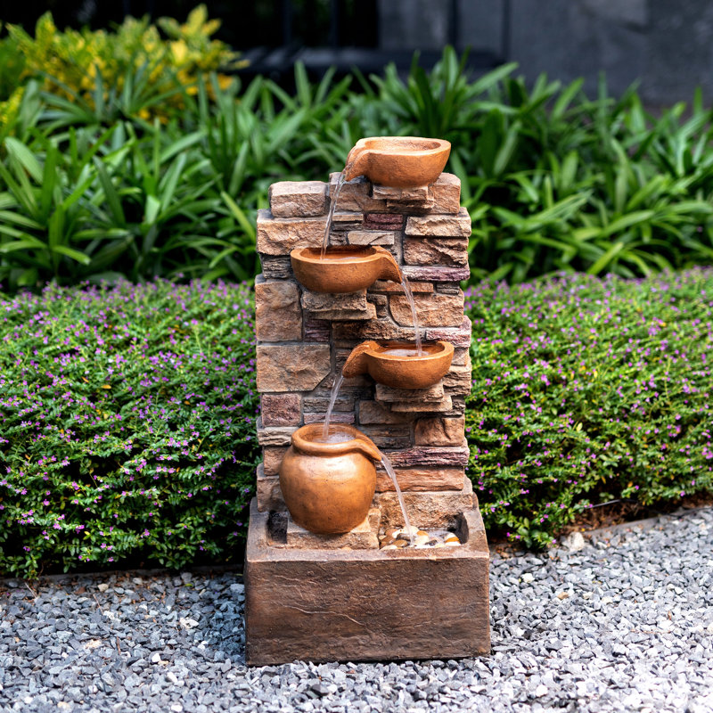 Weather Resistant Cascade Fountain, Brown