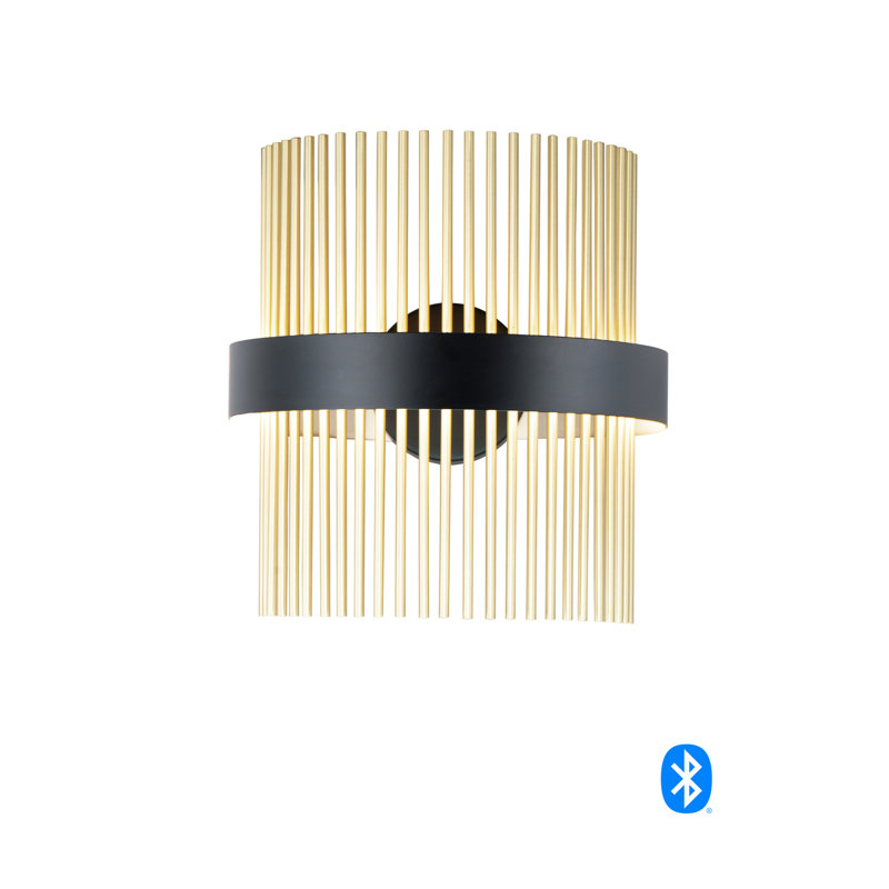 LED Flush Mounted Sconce, Black/Satin Brass