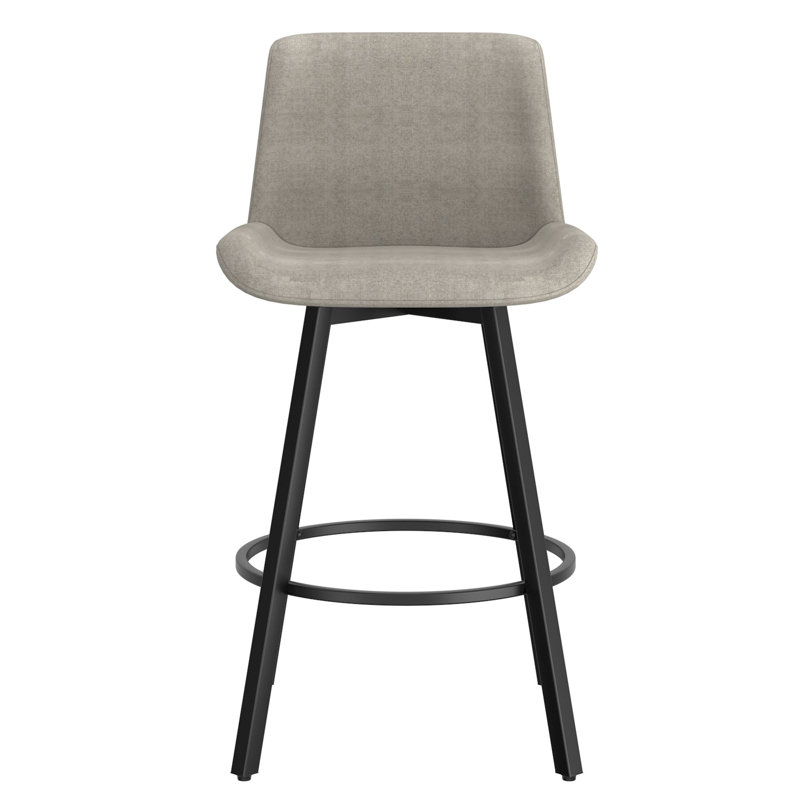 Ensemble de 2 tabourets de comptoir pivotants en tissu gris et noir Taylor