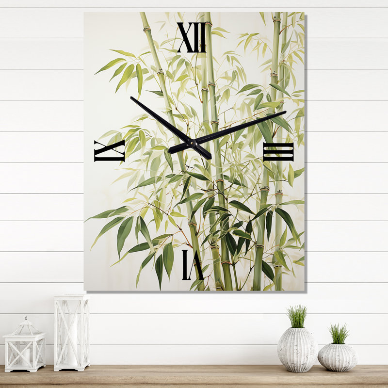 Horloge murale moderne en bambou discret Embrace I, Médium