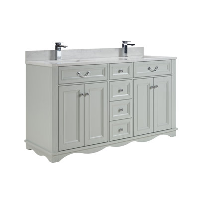 60" Solid Wood Sink Vanity  With 1' Artificial Stone Top