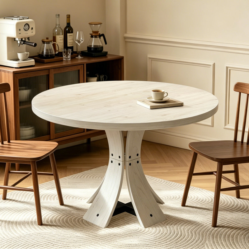 Table de salle à manger ronde 43,4 po pour 4 personnes, Beige