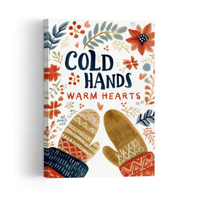 Cozy Mittens Magic Rustic Abstract Contemporary Winter Landscape Wall Art Print 1 Piece Wrapped Canvas Wall Art