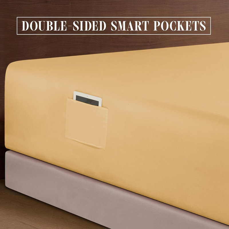 Elegant Comfort Luxury 1500 Premium Hotel Quality Microfiber 4-Piece Sheet Set - Soft, All Around Elastic 18-24 Inches Deep Fitted Sheet - Extra Deep Pocket Sheets