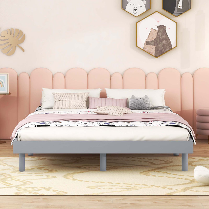 Lit plateforme Hanneli, Gris, Grand lit