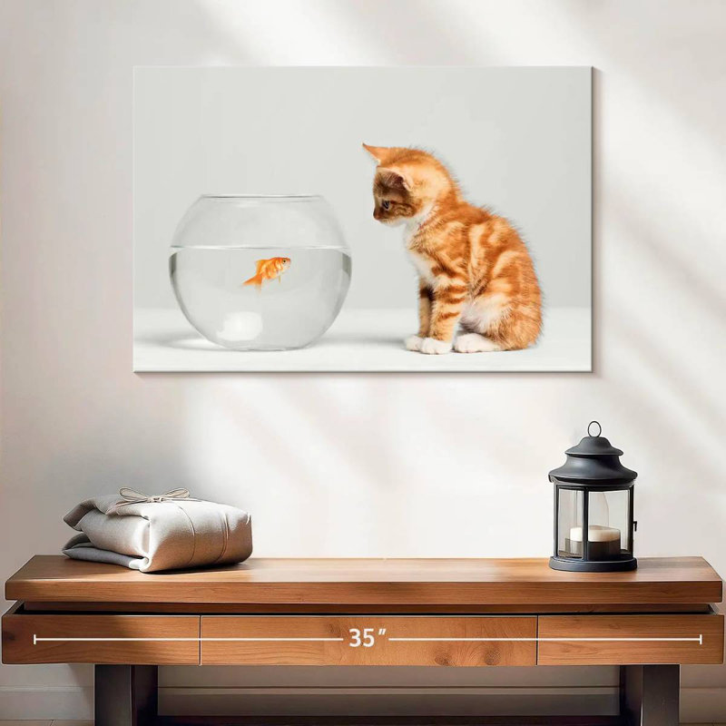 Poisson et chaton, H 16 po x l 24 po