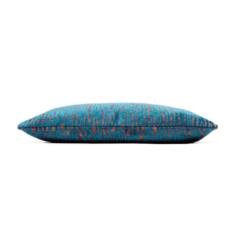 Geometric Rectangular Lumbar Cushion, Feathers, Lagoon