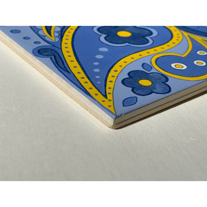 Tuile décorative en céramique 6" x 6" en mauve motif cachemire