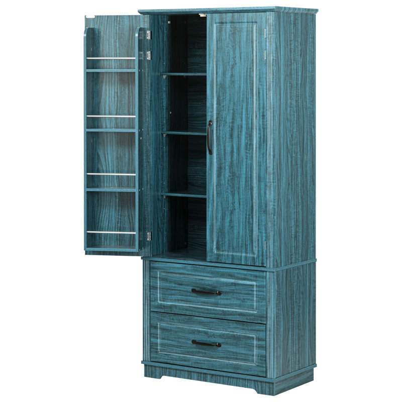 Armoire de rangement 71 po avec tablette réglable et tiroir, Vert