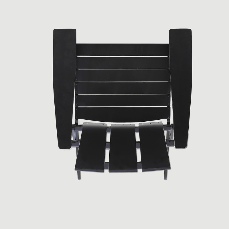 Damione Acacia Foldable Outdoor Adirondack Chair, Black