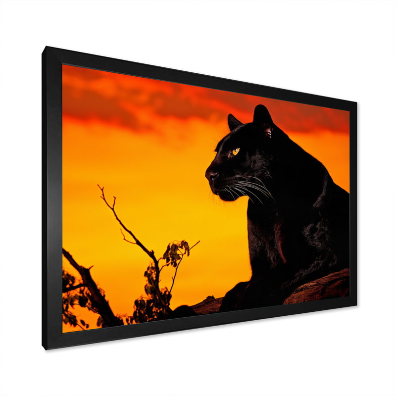 «Black Panther Silent Shadows Silhouette» sur toile, Cadre simple noir, H 12 po x l 20 po x P 1 po