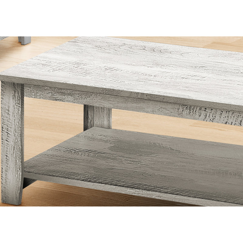 Ensemble de 3 tables basses grises pour salon - Tables d'appoint et de chevet de style contemporain avec étagère inférieure pour un gain de place. Finition stratifiée d'aspect industriel.