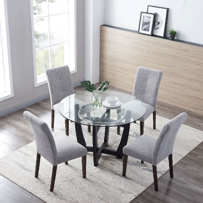 Gursharon Four Leg Base Dining Set, 30.94" H x 48" L x 48" W, Light Gray