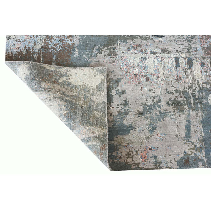 Hand Woven Silk and Wool Area Rug, Rectangle 8' x 10'