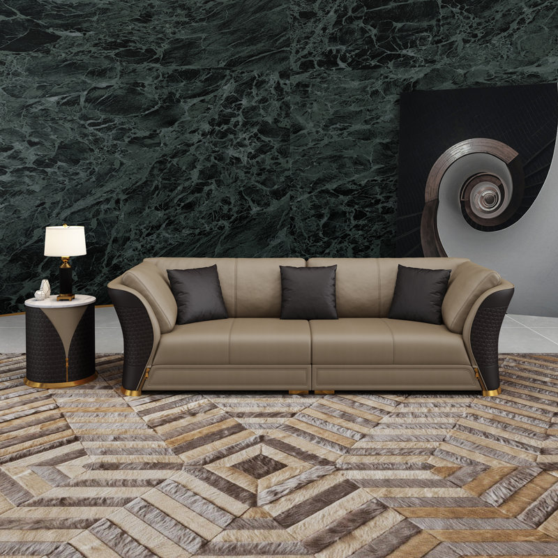 Sofa, Dark Sand/Chocolate Leather Match