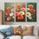 Pink Poppies Radiant Bouquet - Ensemble d'art mural coquelicots