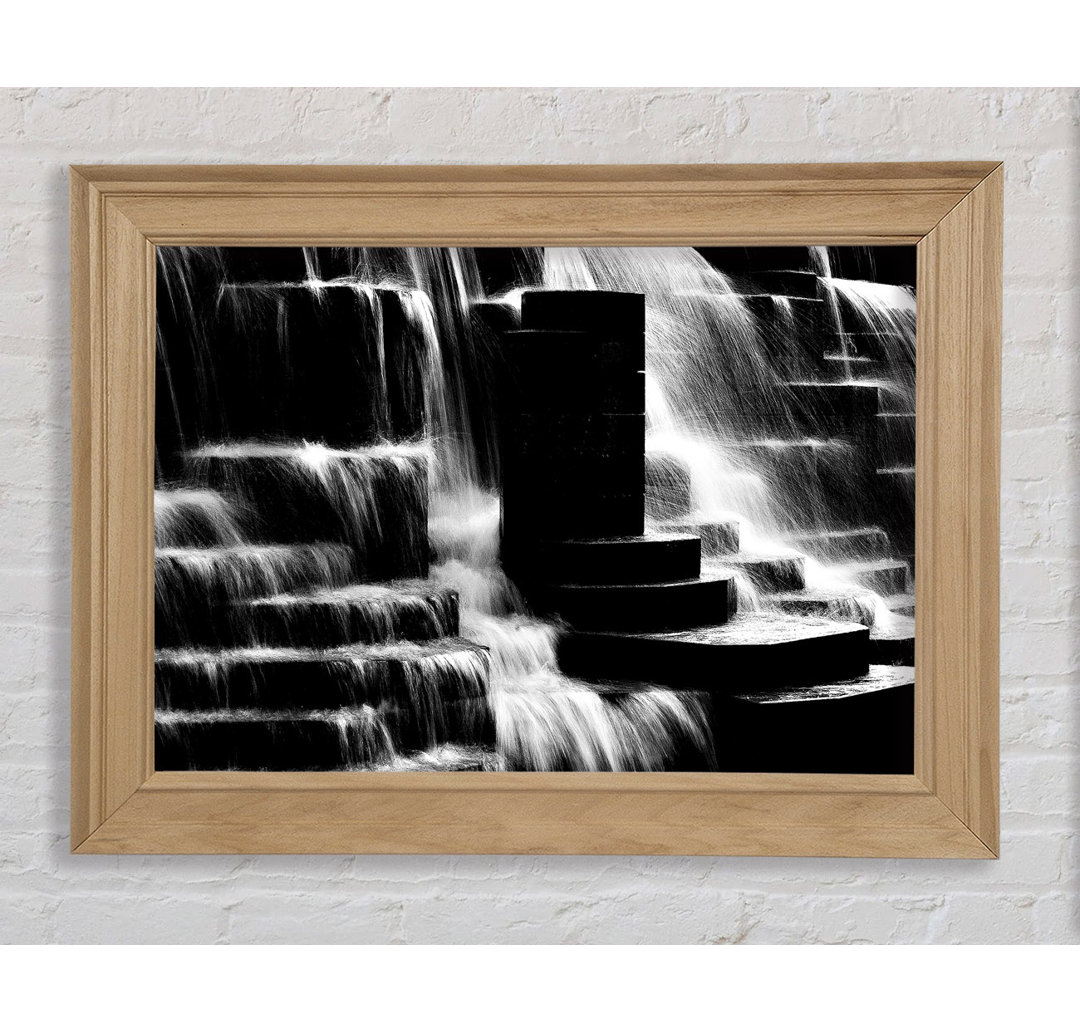 Wasserfall B N W - Bilderrahmen Kunstdrucke