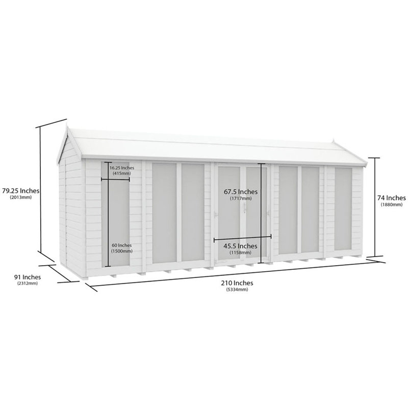 8ft x 18ft Apex Summer House (Full Height Window)