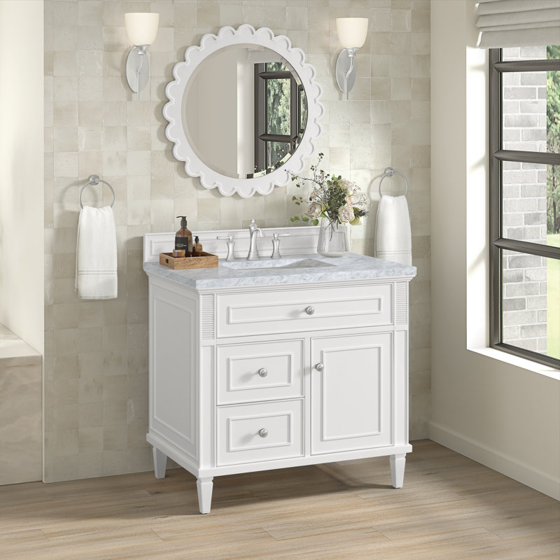 Lorelai 36'' W Single Vanity, Carrara White, Bright White, 8" Widespread