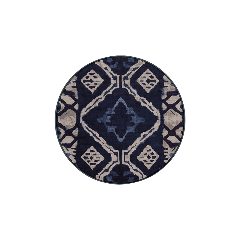 Tapis gris lavable à la machine, Rond 5 pi
