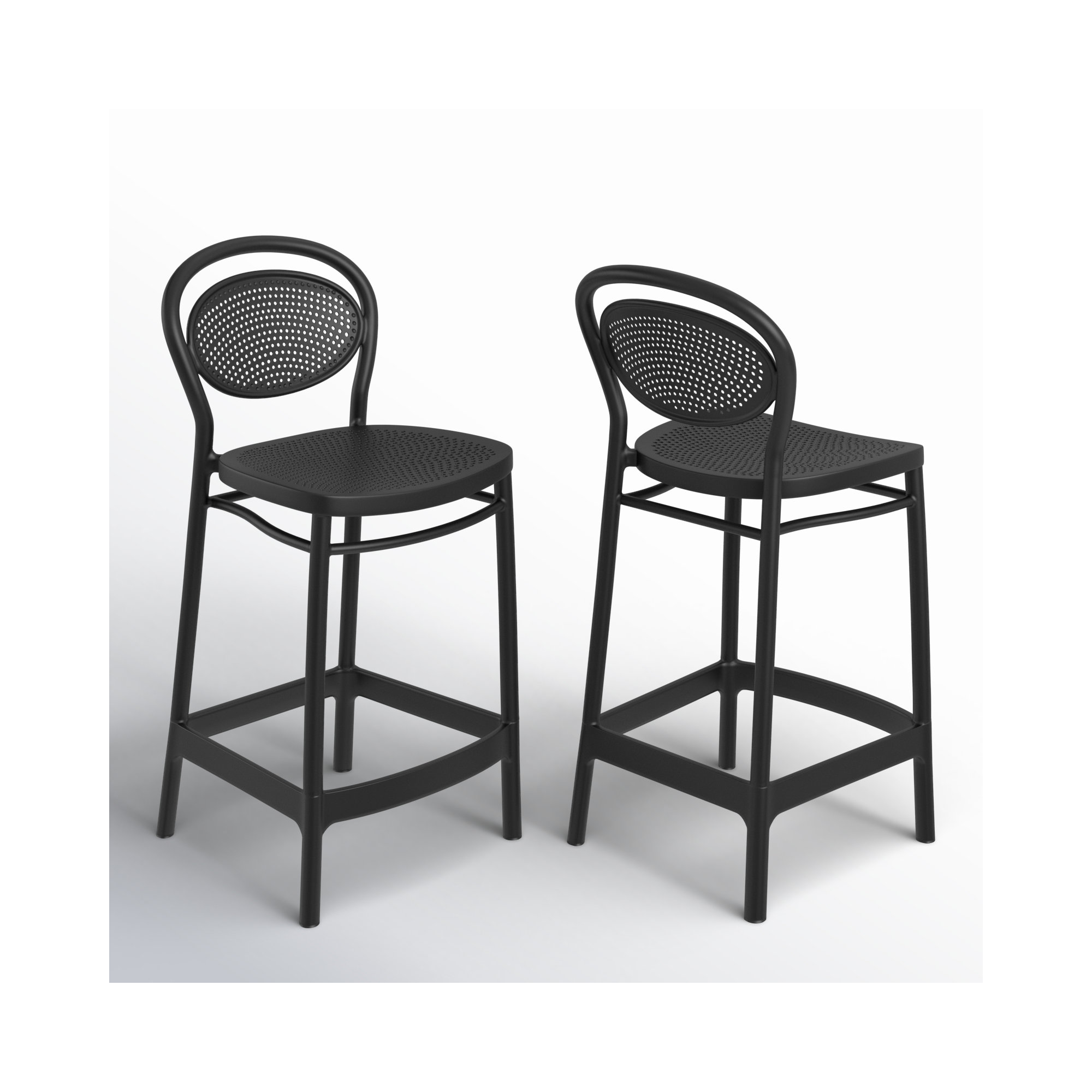 Farrah Outdoor Bar Stool, Counter Stool (25.6" Seat Height), Black