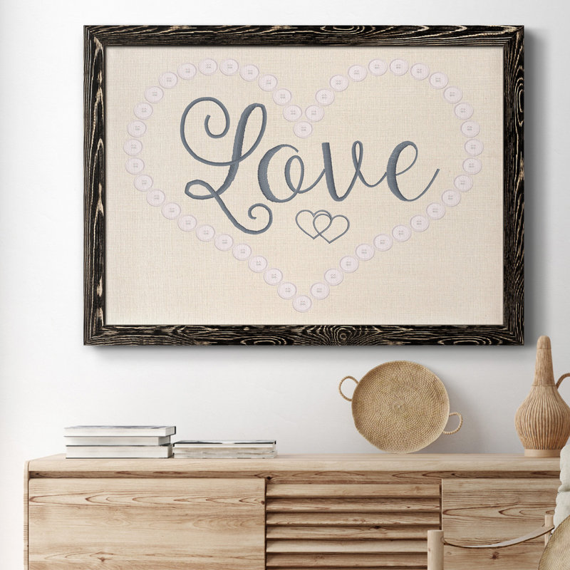 «Stitched Love», reproduction d'art textuel sur toile encadrée, H 31 po x l 44 po x P 1 po, Noir