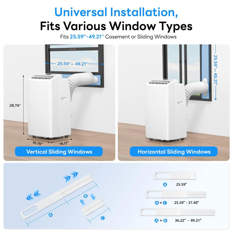 Climatiseur portatif 4 en 1 Electactic, 12 000/14 000 BTU, conception sans drainage et mode veille, 14000