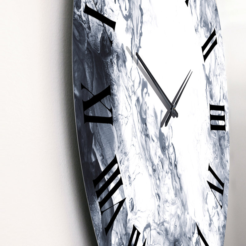 Noir et blanc liquide Art Universe I - horloge murale moderne, Moyen