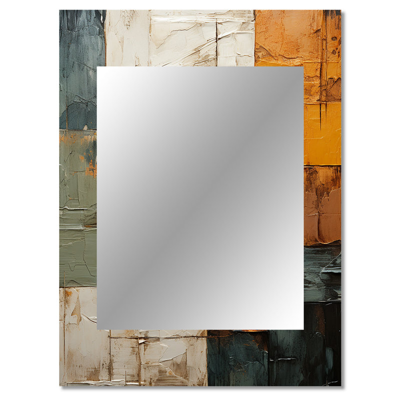 Hardedge Art Earthy Euphony I - Hard Edge Painting Unique Mirror, Modern Large Wall Mirror, Printed Metal Art, 40" x 30"