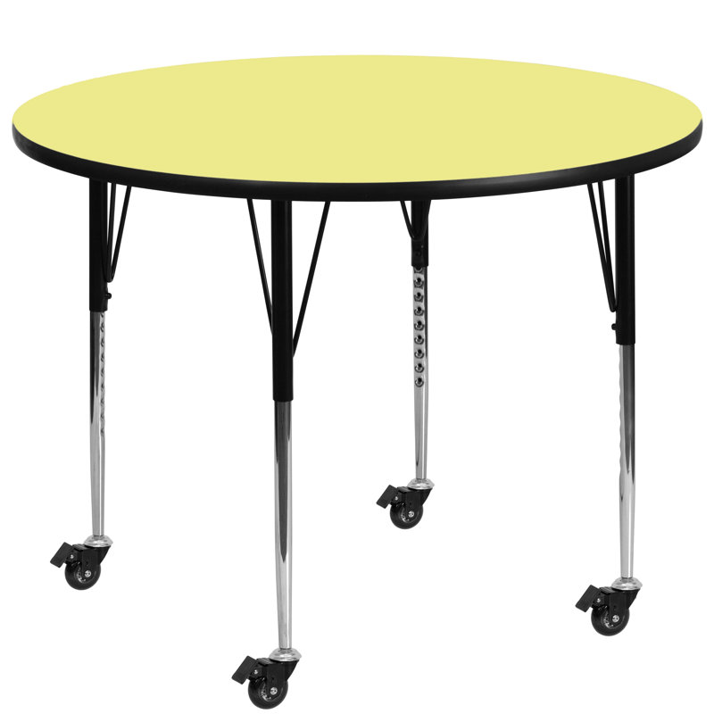 Table ronde mobile en stratifié Goddard, L 42 po x P 42 po x H 22,25 po à 30,37 po, Jaune