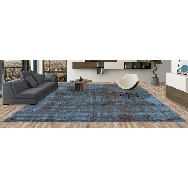 Area Rug in Brown/Teal, Rectangle 8' x 10'