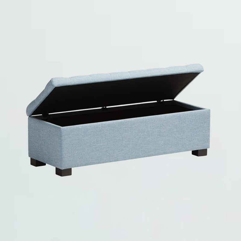 Banc de rangement rembourré Mesina, Bleu pâle