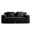 Canapé d'angle modulaire 2 places avec assise profonde, modèle Cloud sans os, en velours côtelé noir, livré monté, confortable et idéal pour les moments en famille, avec coussins amovibles, tissu respirant et base antidérapante.