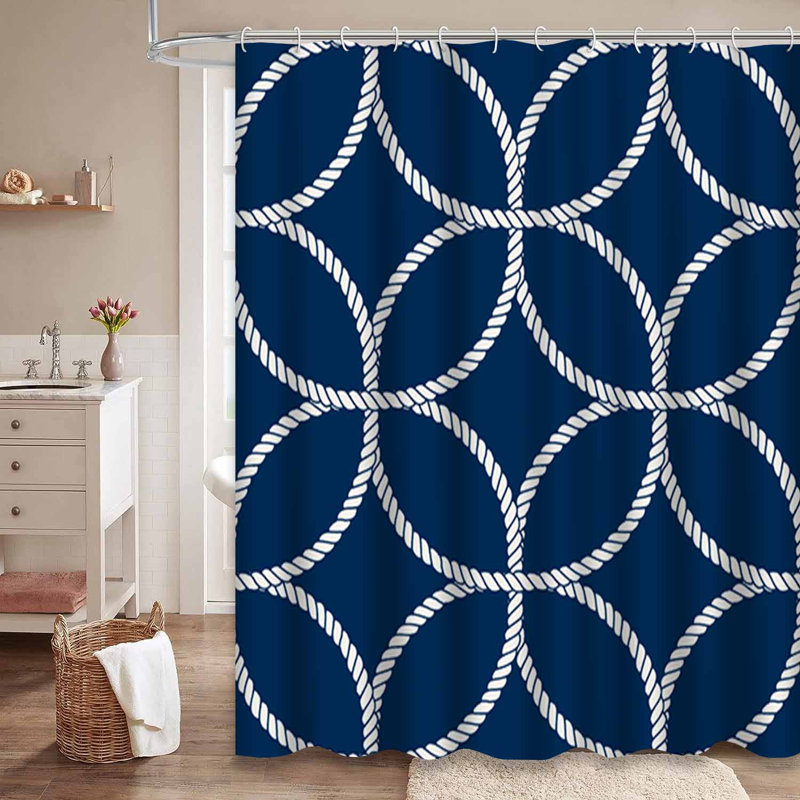 Rideau de douche imperméable à motif géométrique sans soudure avec 12 crochets, L 72 po x l 78 po