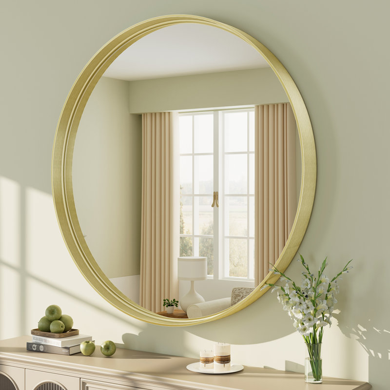 Miroir mural Aevar, 48 po x 48 po, Or brossé