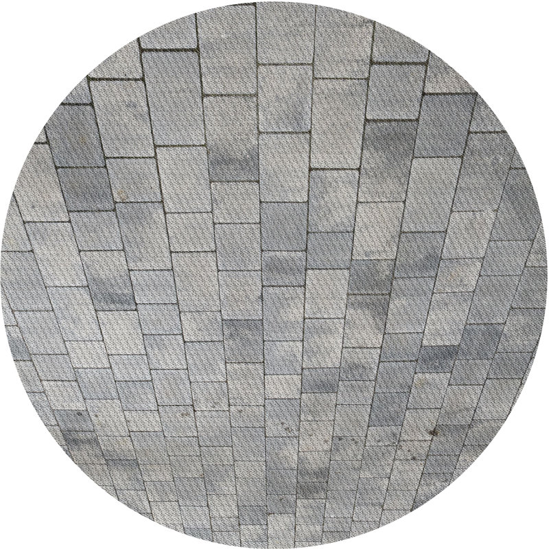 Tapis gris tissé à la machine, Rond 5 pi