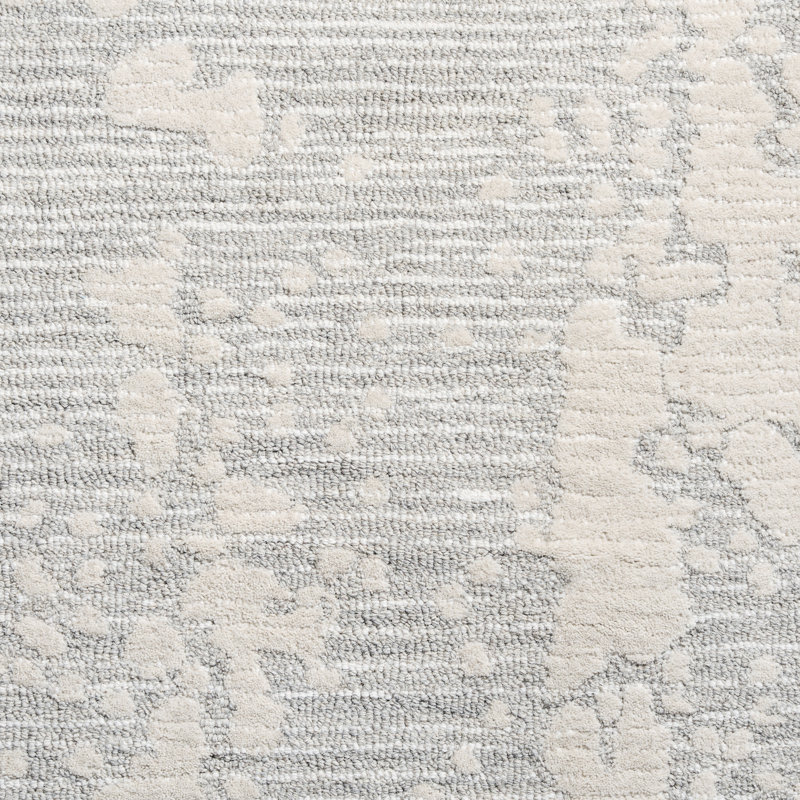 NICOLE MILLER NEW YORK Mod Weave Abstract Knotted Texture Handcrafted Wool Area Rug Light Grey, Rectangle 9' x 12'