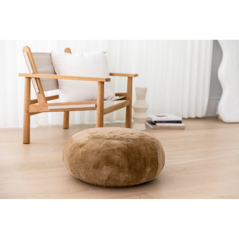  Repose-pieds Furniture Shearling Round Butterscotch, Caramel écossais