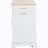 Fluted Kitchen Island with Trash Can Storage Cabinet, Power Outlet, Internal Storage Rack, Rolling Kitchen Islands on 5 Wheels with 3 Drawer, 3 Open Side Racks for 10 Gallon Garbage Bin, White-1643582342
