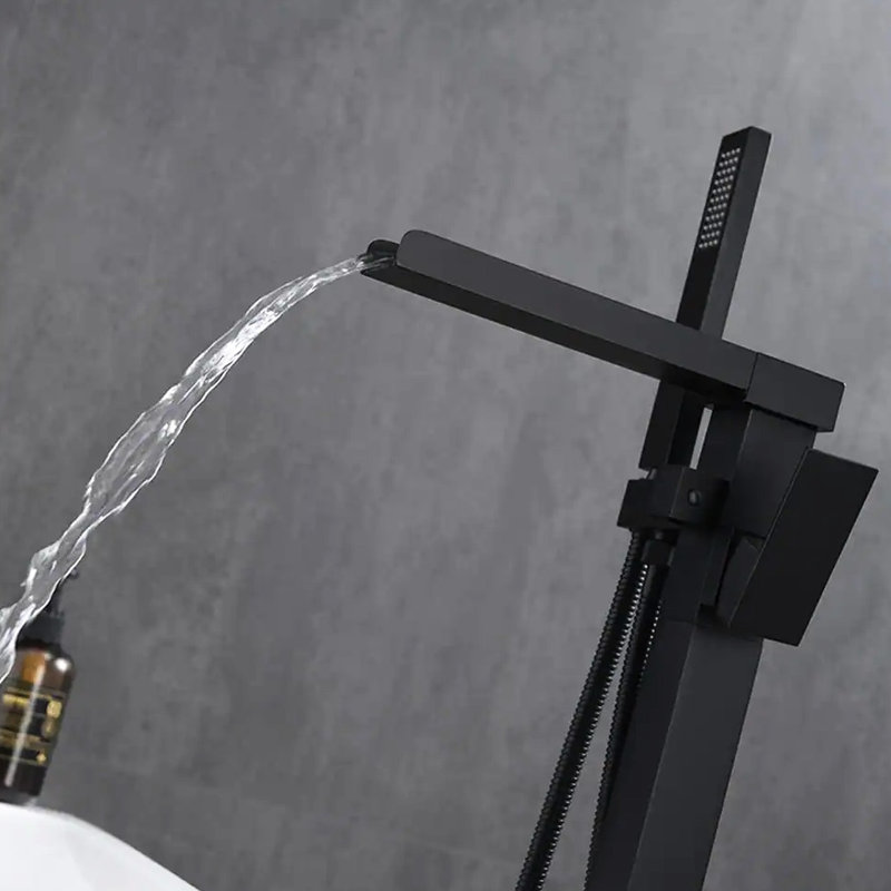 Modern Bathtub Faucet With Hand Shower - Matte Black, 6 Gpm Flow Rate, Corrosion Installation In Black Design, Rust & , 1 Hole, Easy Install