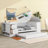 Solid Wood Twin Size Platform Daybed With Storage Arms, Pull-Out Trundle And Built-In Charging Station, Classic White