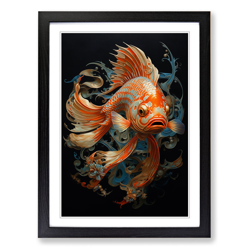 Fish Realism Art - Framed Print, 64cm H x 46cm W, Black Framed