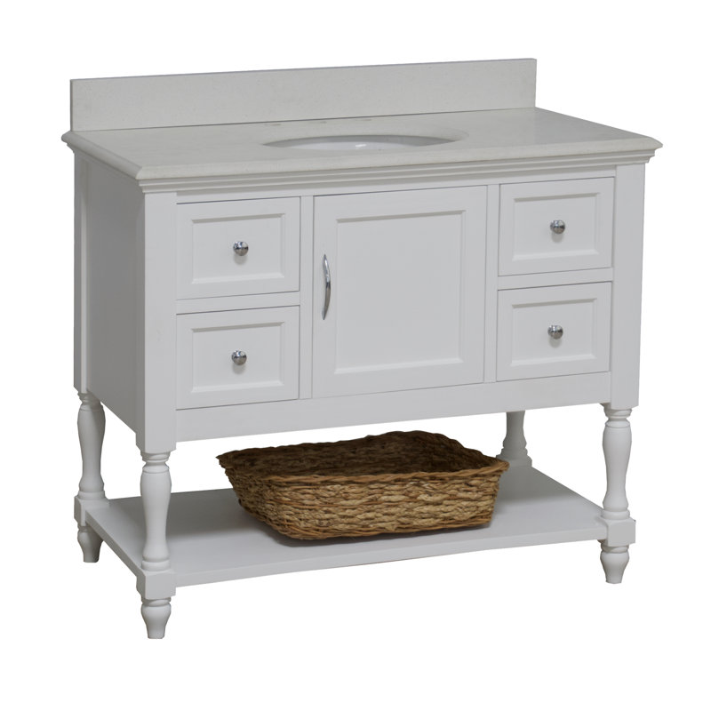 Ensemble de meuble-lavabo simple 42 po Hampton, Blanc, Quartz
