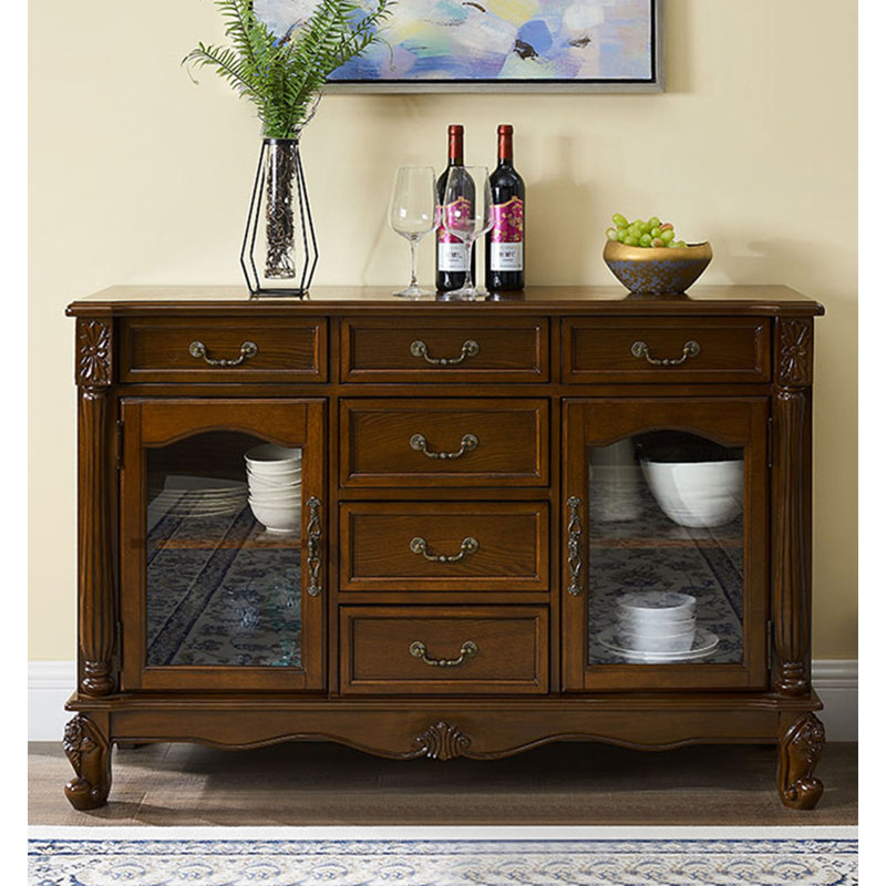 Buffet American, 33.9" H x 51.2" W x 15.3" D, Marron foncé